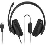 Hama Headset met microfoon (bekabelde hoofdtelefoon, USB A-aansluiting, aux, stereo hoofdtelefoon met kabel, over ear pc-hoofdtelefoon met microfoonarm en nekband, 2 m audiokabel) zwart