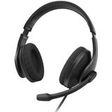 Hama Headset met microfoon (bekabelde hoofdtelefoon, USB A-aansluiting, aux, stereo hoofdtelefoon met kabel, over ear pc-hoofdtelefoon met microfoonarm en nekband, 2 m audiokabel) zwart