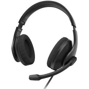 Hama Headset met microfoon (bekabelde hoofdtelefoon USB A aansluiting, aux, stereo hoofdtelefoon met kabel, over het oor pc-hoofdtelefoon met microfoonarm en nekband, 2 m audiokabel) zwart