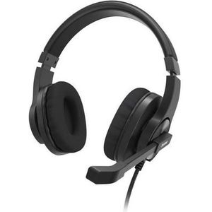 Hama Hoofdtelefoon met microfoon (bekabelde 3,5 mm hoofdtelefoon, AUX-aansluiting, stereo-hoofdtelefoon met kabel, pc-over-ear hoofdtelefoon met microfoonarm en nekband, 2 m audiokabel, zwart