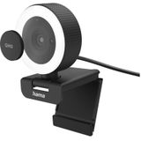 Hama - PC-webcam C-800, Quad HD 2560 x 1440p, 16:9, 2 geïntegreerde microfoons, lichtring, zoom, afstandsbediening