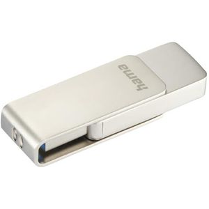 Hama USB-stick, 512 GB, USB 3.0, geheugenstick, USB stick 3.0, USB-stick 512 GB, gegevensopslag, USB A, klein, ultra snel, 100 MB/s, draaimechanisme, oogje voor gebruik als sleutelhanger, zilver