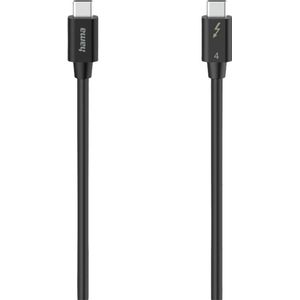 Hama Thunderbolt USB-C-kabel (40 Gbit/s, 5 A, 100 W, Ultra-HD 8K, dubbel afgeschermd, smalle stekker, 0,8 m) zwart