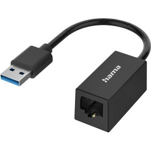Hama Netwerkadapter, USB stekker - LAN/Ethernet aansluiting, Gigabit Ethernet (USB), Netwerkadapter, Zwart