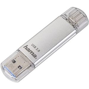 Hama USB 3.1 / 3.0 64GB USB C Stick (USB C Stick, USB 3.1 / 3.0, universeel gegevensgeheugen, aluminium, voor Windows/MacBook) zilver C-Laeta Compact
