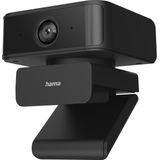 Hama Externe camera voor laptop, gezichtstracking (webcam met microfoon, camera, pc, Full HD, webcam, tv, autofocus, PS5-camera, webcam, MacBook, 360 graden draaibare zoom, 1/4 inch schroefdraad voor