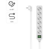 Hama - Stekkerdoos - 6-voudig - Wit - Kunststof - Met Hoofdswitch