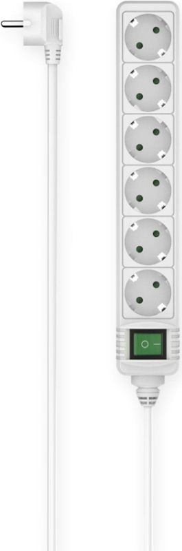 Hama - Stekkerdoos - 6-voudig - Wit - Kunststof - Met Hoofdswitch