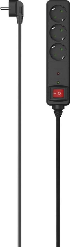 Hama - Stekkerdoos - Zwart - 3-voudig - Overspanningsbeveiliging - 1,4 m