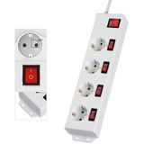 Hama - Stekkerdoos - 4-voudig - Wit - 90° Gedraaid - Wandmontage