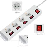 Hama - Stekkerdoos - 4-voudig - Wit - 90° Gedraaid - Wandmontage