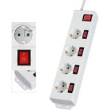 Hama - Stekkerdoos - 4-voudig - Wit - 90° Gedraaid - Wandmontage