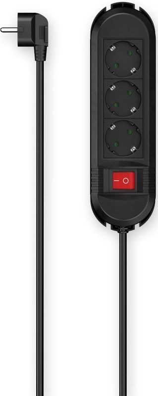 Stekkerdoos - 3-Voudig - Zwart - 3 m Kabellengte - Met Schakelaar