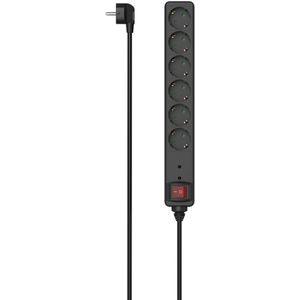 Hama - Stekkerdoos - 6-voudig - Zwart - 3 m - Overspanningsbeveiliging