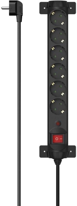 Hama - Stekkerdoos - Zwart - 6-Voudig - 1,4 m - Met Overspanningsbeveiliging