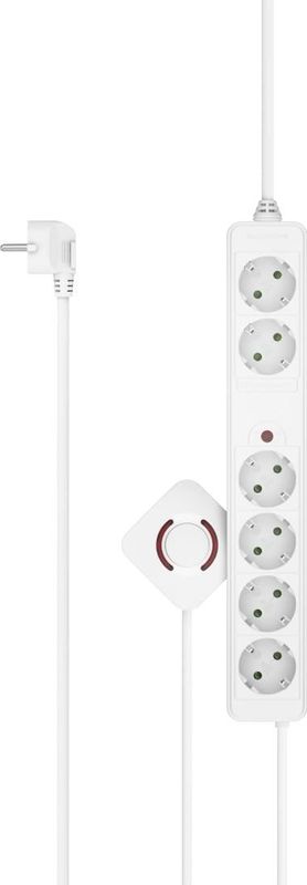 Hama Stekkerdoos 6-Voudig + Voetschakelaar Wit