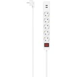 Hama - Stekkerdoos - 5-voudig - USB-A 17W - Wit - 1,4 m