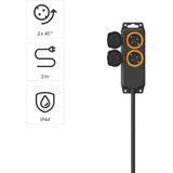 Hama 00223061 power uitbreiding 2 m 2 AC-uitgang(en) Buiten Zwart