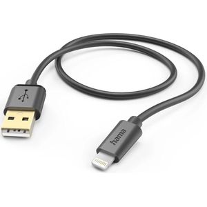 Hama iPhone USB-A Lightning-kabel (oplaadkabel/gegevensoverdracht/data, USB-A 2.0 stekker naar Lightning, 1,5 m, MFI-gecertificeerd, 480 Mbps, iPad/iPhone 13/12/11/XS/XR/X/8/7/7+/6s/6/5/SE2020) zwart