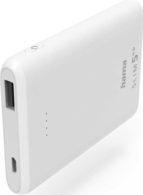 hama SLIM 5HD Powerbank 5.000 mAh weiß