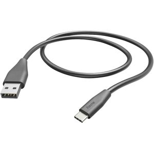 Hama USB-C-kabel (USB-A 2.0 mannelijk/USB-C-stekker, hogesnelheidsgegevensoverdrachtkabel 480 Mbit/s, 1,5 m, compatibel met Samsung Galaxy S21/s20/s10/s9/s8, Huawei P30/P20, Xiaomi) zwart