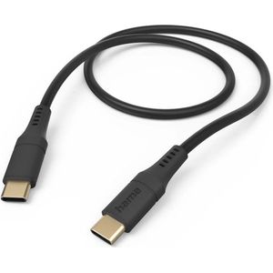 Hama Silicone USB-C naar USB-C Kabel - Oplaadkabel geschikt voor Samsung / Android - 3A USB 2.0 - 480Mbps - 150cm - Zwart