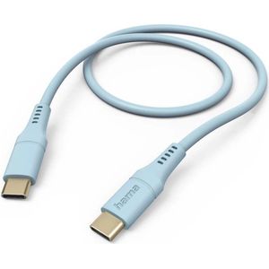 Hama Kabel Flexible USB 2.0 C stekker - USB C oplaadstekker (480 Mbit/s, nylon, 3A, verguld, 1,5 m) blauw