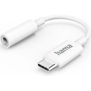 Hama USB-C Aux-adapter - 10cm - 3,5 mm Jack aansluiting - USB-C naar Aux - geschikt voor 3 en 4 polige jack aparaten - Wit