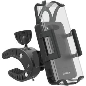 Hama Telefoonhouder voor fiets (telefoonhouder voor mountainbike, motorfiets, scooter, compatibel met smartphones met een breedte van 5 tot 9 cm, 360 graden draaibaar), zwart