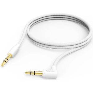 Hama Aux-kabel - 3,5mm jack - 3,5mm jack kabel - Aux aansluiting - Haakse stekker - Compatibel met standaard 3,5mm audio-aansluitingen - Vergulde stekker - 1 meter - Wit