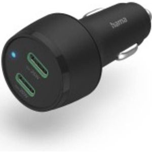 Hama Auto-snellader - 45W - 2x USB-C - Zwart