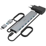 Hama 00200137 interface hub USB 3.2 Gen 1 (3.1 Gen 1) Type-A + Type-C 5000 Mbit/s Antraciet