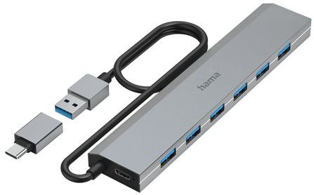 Hama 00200137 interface hub USB 3.2 Gen 1 (3.1 Gen 1) Type-A + Type-C 5000 Mbit/s Antraciet
