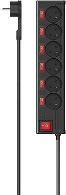 Hama - Stekkerdoos - Zwart - 6 Stopcontacten - Schakelaars - 1,4 m
