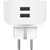Hama Wifi-stopcontact met 2 USB A-poorten (Smart Home stopcontact voor apparaten tot 2300 W en USB 2,1 A voor smartphone, tablet, wifi-stopcontact voor spraakbesturing met Alexa, Google, Siri,