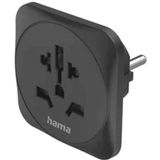 Hama Reisadapter type E en F, 3-polig, universeel, wereld naar Europa, zwart