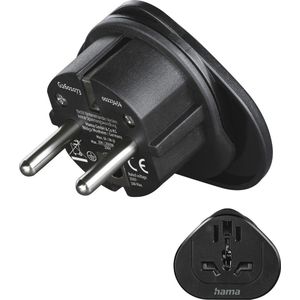Hama - Reisadapter Type E en F - Zwart - Universeel - 3-polig