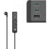 Stekkerdoos - Multi-Stekkerdoos - Zwart - Kunststof - 5 Stopcontacten met USB-C