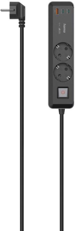 Stekkerdoos - Multi-Stekkerdoos - Zwart - Kunststof - 5 Stopcontacten met USB-C