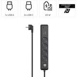 Stekkerdoos - 7 Stopcontacten - 3 USB Uitgangen - 65W Opladen