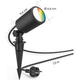 Hama Wi-Fi Tuinlamp met Bodempen - IP65 Waterdichte Tuinspot met RGB kleurenverlichting - Dimbare tuinverlichting - 3000 - 6500K kleurtemperatuur - 150cm kabel - Hama Smart Solution App en Spraakbesturing - Zwart