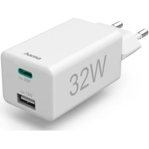 Hama Snellader - 1x USB-C 1x USB-A - 32W - Wit