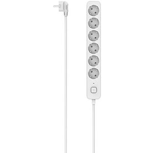 Hama Stekkerdoos met schakelaar, 6-voudig, 1,4 m (stekkerdoos overspanningsbeveiliging, 6-voudige stekkerdoos, meervoudige stekker, met aanraakbeveiliging, LED, 45°) wit