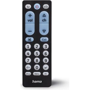 Hama Universele tv-afstandsbediening, infr., 2 apparaten, grote toetsen, lerend