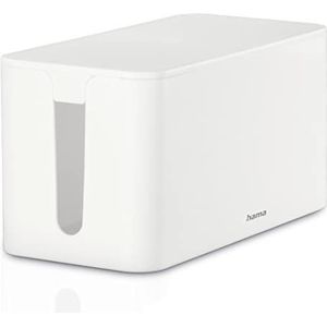 Hama Kabelbox, mini (kabelbox voor stekkerdoos, eenvoudig kabelbeheer, voor kantoor, bureau, thuis, opslag van opladers, harde schijven enz., met rubberen voetjes) wit