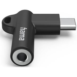 Hama Aux-adapter USB-C-3.5mm jack aansluiting, 90 hoekstekker, zwart