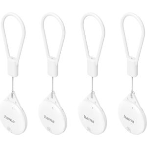 Hama 4 stuks sleutelzoeker voor Apple Wo ist App (sleutelzoeker met Bluetooth, alarm, mobiele telefoon voor sleutels, portemonnee, bagage, dieren, iOS, iPhone, iPod, iPad, batterij
