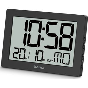 Lafocuse Stille keukenwandklok met datum- en dagtemperatuur, zwarte
