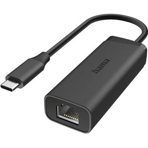 Hama Netzwerk-Adapter, USB-C-Stecker - LAN/Ethernet-Buchse, 2,5 Gigabit Ethernet (USB-C 3.0, RJ45/LAN (1x)), Netwerkadapter, Zwart