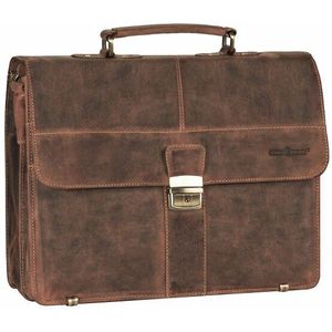 Greenburry Vintage aktetas leer 38 cm met 2 hoofdcompartimenten brown